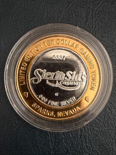 Sierra Sid's Civil War Comm. Casino $10 Gaming Token .999 Fine Silver CS#4
