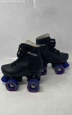 Chicago Skates Unisex Black Leather Lace-Up Quad Wheel Roller Skates Size J11