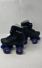 Chicago Skates Unisex Black Leather Lace-Up Quad Wheel Roller Skates Size J11