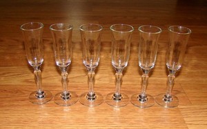6x Cordial, Shot Glasses Stemware, .5oz, Bubble Stem, Ridged Bowl