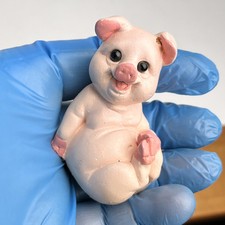 Vintage Ceramic Miniature Pig RARE Sitting Upright 2.5 inches Piglet Adorable