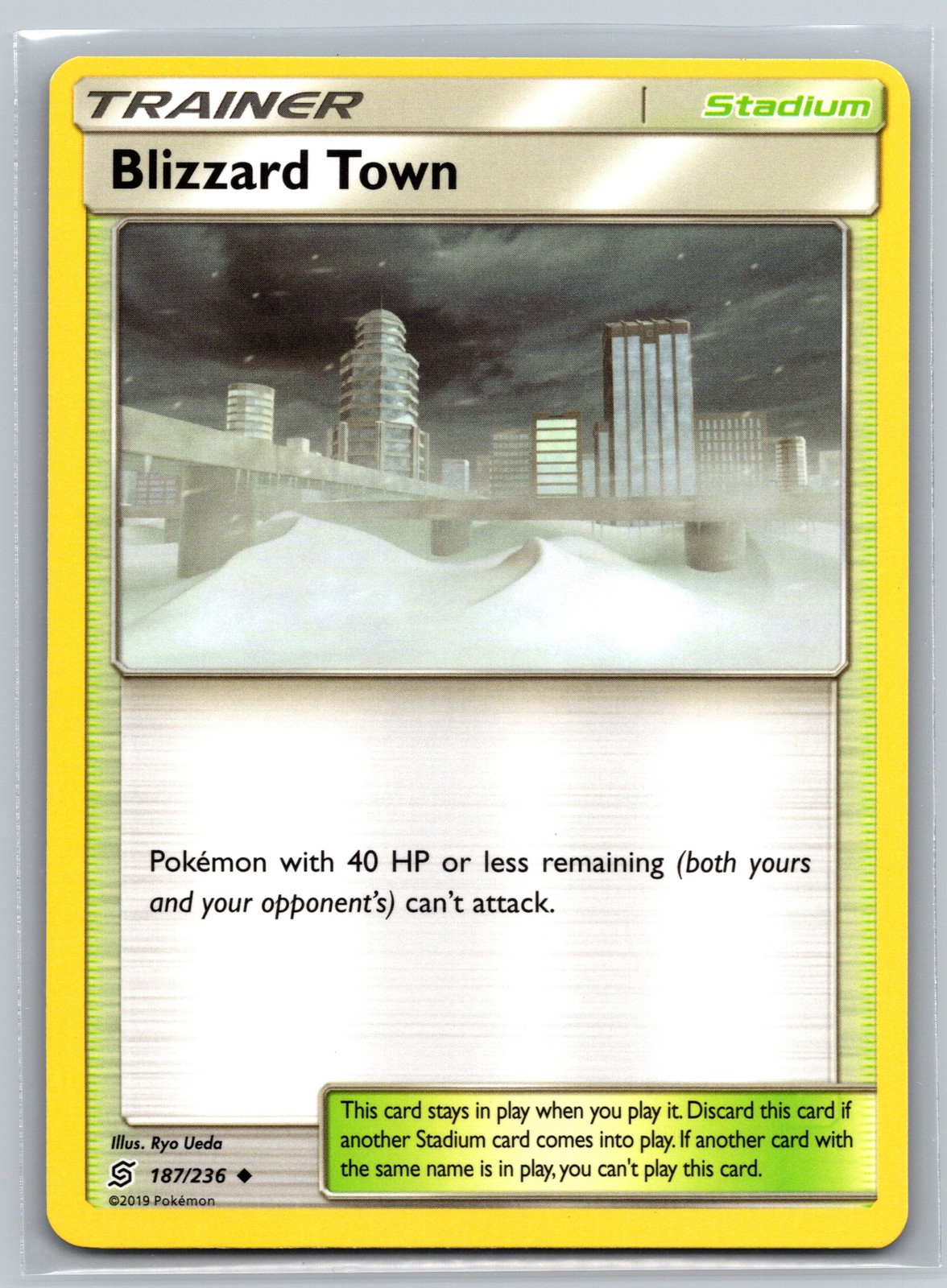 Blizzard Town 187/236 Unified Minds Pokemon TCG Trainer Stadium Card Snow City