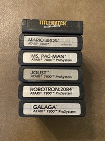 Atari 7800 Game Lot - Title Match Pro Robotron Joust Mario Galaga Pac UNTESTED