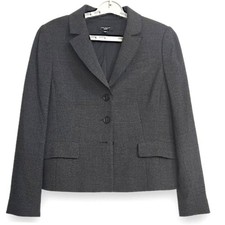 Ann Taylor Women's Gray Wool Blend Blazer Jacket Size 8 Classic Workwear