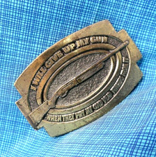 Shotgun Belt Buckle Pry My Cold Dead Fingers From It Vtg 70s TGABC    .DBD558