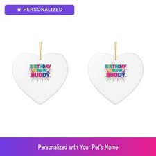 Custom Pet Birthday Set of 2 Ornament Personalized Name Dog Lover