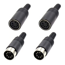 Hxchen 2 Sets 7Pin Female  Male DIN Adapter Socket Audio AV 7Pin, black