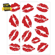 Bright Watermelon Red Lip Prints Tattoos Temporary Face Tattoo Sticker 2 Sheets