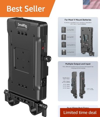 V Mount Battery Adapter Plate with PD 65W USB-C Quick Charger, QC protocol US...