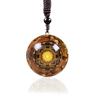 Day Day Up Orgonite Pendant Tiger Eye Necklace Sri Yantra Necklace Sacred