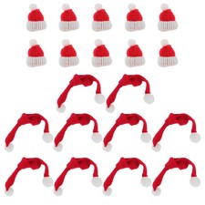 20 Pcs Mini Santa Hats And Knit Scarves For Christmas Doll Craft Decoration