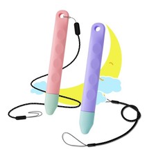 Kid-Friendly Tablet Stylus with Tether, 2 Pack of Pink and Purple Pink Purple