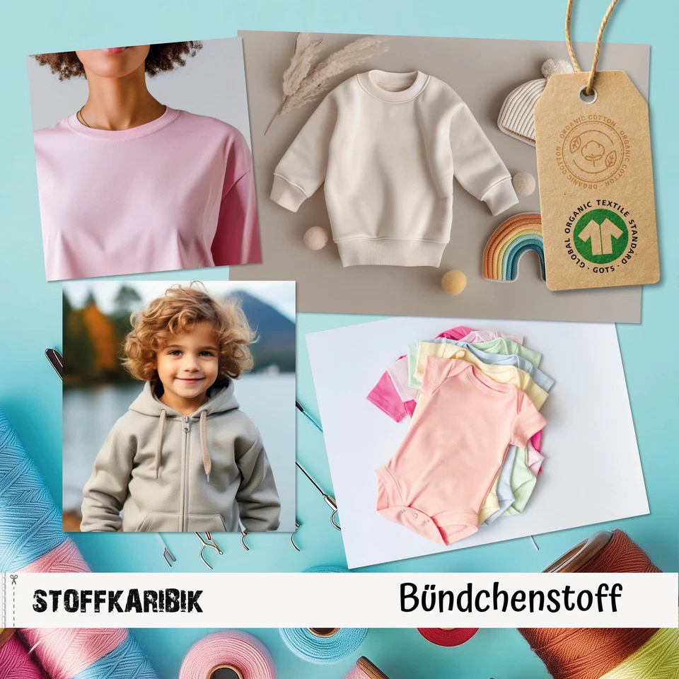 Bündchenstoff Meterware Bio + GOTS Bündchen Jerseystoff Nähen Kinder Schlauch - Bild 4 von 4