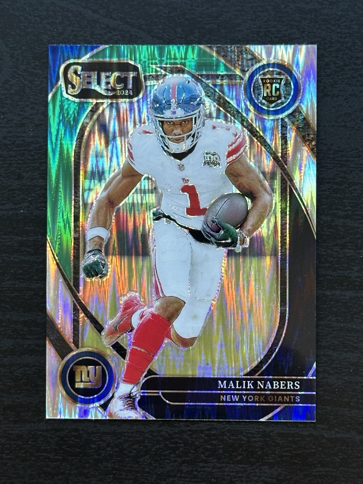 2024 Panini Select - Club Level Malik Nabers #220 Black & Green Shock Prizm (RC)