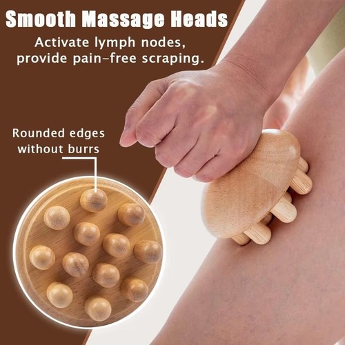 Anti Cellulite Wooden Mushroom Massager Wood Therapy Massage Tool Home Use - Picture 7 of 9