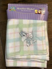 NEW Baby Looney Tunes Pastel Plaid Microfiber Sylvester Blanket VTG