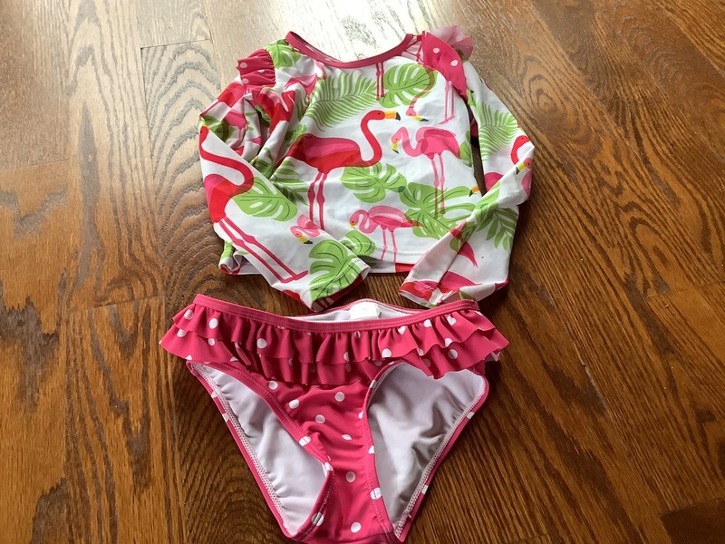 Girls Bikini Swim Bathing Suit Long Sleeve Size 5 Gently Used 2 Pc.