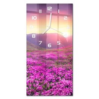 Moderne Wanduhr Aus Glas Im Hochformat Rhododendron-Berge WeißE Zeiger 30X60 Cm