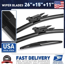 26"+15"+11" Bracketless Wiper Blades OEM Replacement For Holden Barina 2011-2017