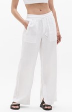 Athleta Retreat Linen High Rise Wide Leg Pant M White Summer Pants Resort NWT