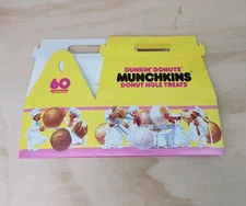 Original 1980s Dunkin Donuts Munchkins 60 Donut Hole Box Packaging Retro Rare