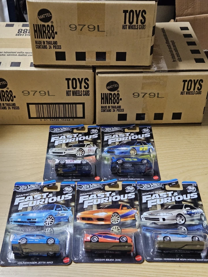 # 1/64 HOT WHEELS SILVER -SET FAST AND FURIOUS GRAPHIC REMIX MISB S2000 JETTA # - Immagine 2 di 3