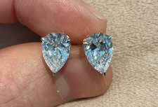 4.0 Carat Lab Created Diamond Solitaire Pear Stud Earrings Platinum Plated 925