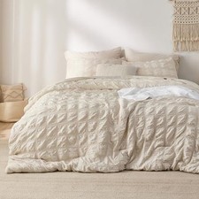 Bed in a Bag Twin - 5 Pieces Plaid Seersucker Bedding Comforter Sets, Soft