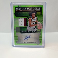 JULIAN STRAWTHER 2024-25 OBSIDIAN MATRIX MATERIAL GREEN FLOOD AUTO 3/25 # Match!