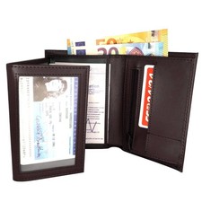 Portefeuille Homme Cuir Synthétique Porte-Cartes Monnaie Fermeture Éclair