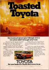 Toyota "Toasted Toyota" 1975 Corolla Vintage Magazine Ad Print Car