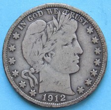 1912-D  LIBERTY HEAD BARBER HALF DOLLAR - FINE !!! Ships FREE After 1st Item !!!