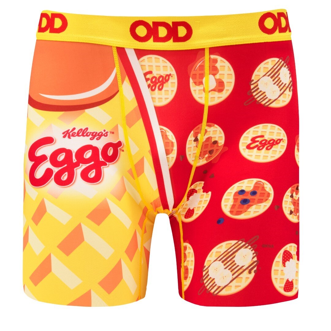 Odd Sox Men's Boxer Brief, Eggo Waffles, Fun Novelty Underwear, Small