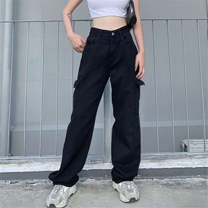 Women Straight Baggy Denim Jeans High Waist Pants Casual Loose Cargo  Trousers | eBay
