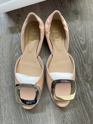 Roger Vivier Size 36.5 Chips D Orsay Ballerina Flats Nude