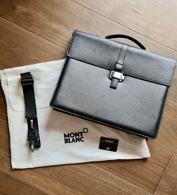 Montblanc Westside 4810 Aktentasche Neu Echtleder Schwarz mit Schultergurt