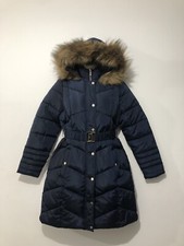 Lipsy London Navy Quilted Padded Coat & Faux Fur Hoodie Jacket Uk 10 Petite £79