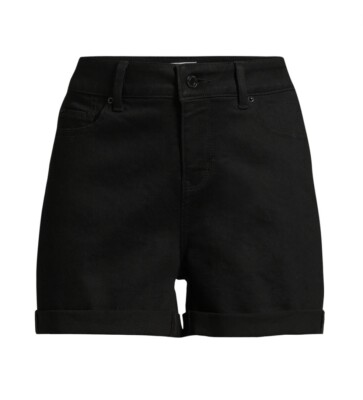 TIME & TRU Women's Size 16 Denim Core Shorts Mid Rise Roll Cuff 4  Inseam Black