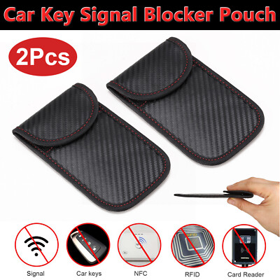 2Pcs Faraday Bag For Key Fob Cage Protector Car RFID Signal Blocking Anti-theft
