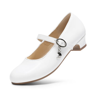 Girls Mary Jane Low Heel Princess Flower Wedding Party Pumps
