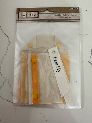 Colorbok Kolette 4 Stitched Family Fabric Tags~Home's Best Together Scrapbooking