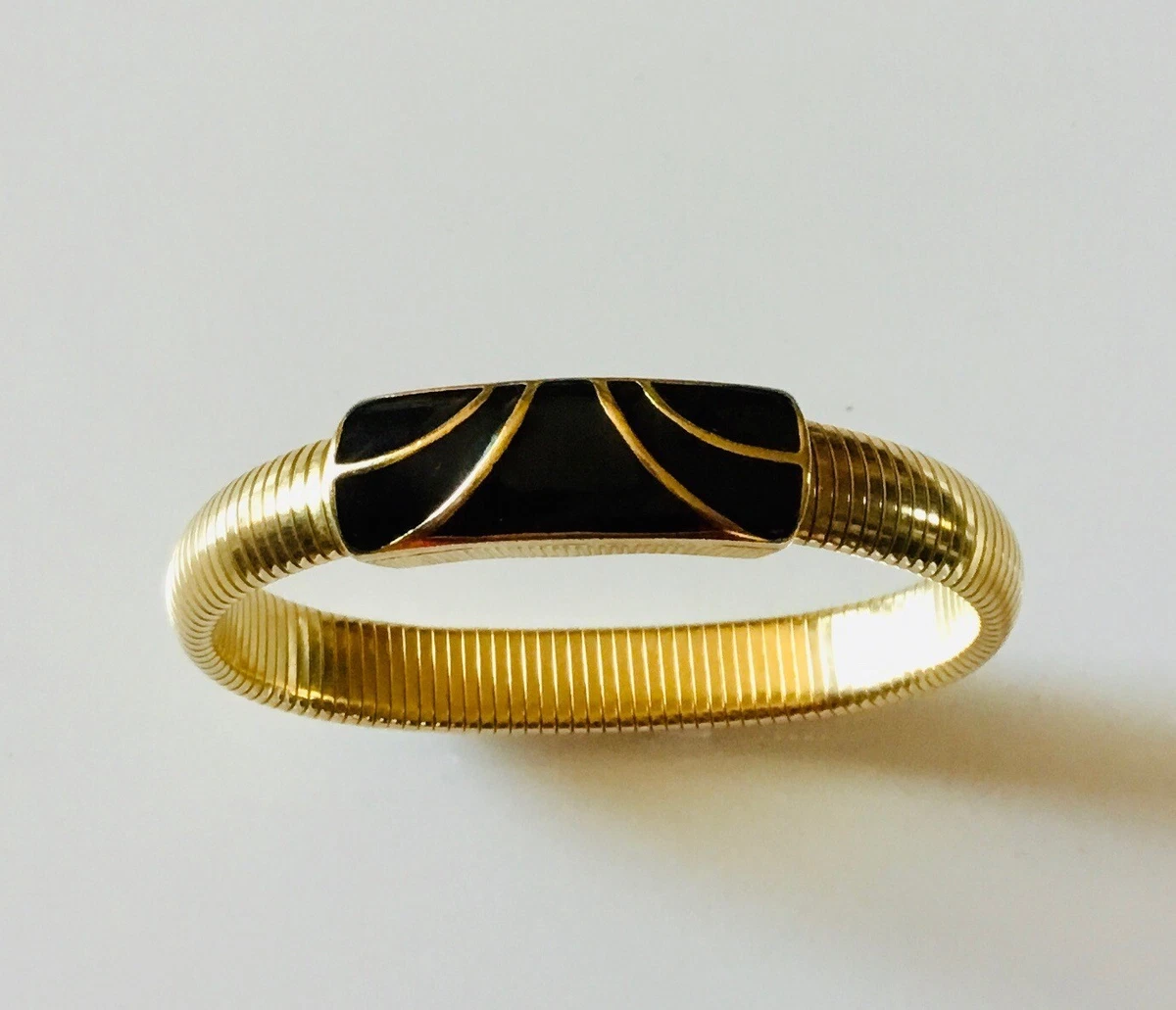Vintage Signed Designer TRIFARI Omega Chain Enamel Bracelet 8