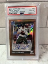 2021 Panini Donruss Optic Football Zach Wilson Bronze Auto Psa 8