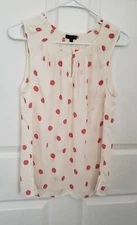 SHIRT DESIGNER TALBOTS POLKA DOT SIZE MEDIUM BLACK FUN FASHION 