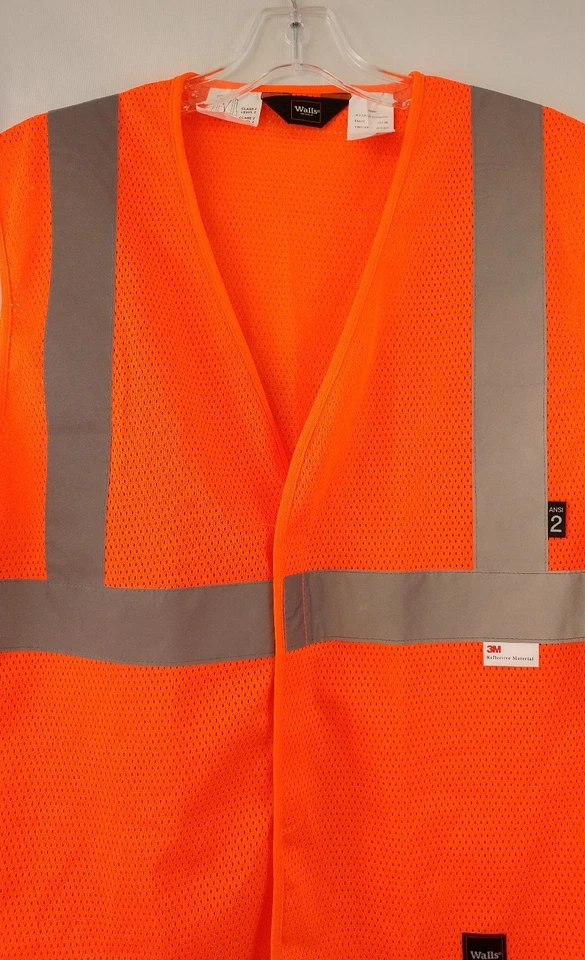 Walls Orange Medium Mesh 3M Reflective Work Construction Safety Class 2 Vest - Image 2 of 4