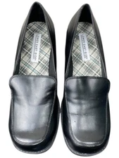 Vintage Y2K Lower East Side Loafers Women 10 Black Platform Chunky Vegan Leather