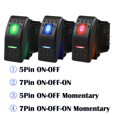 UHUSE Winch In/Out Rocker Switch 7-Pin Blue LED Rocker Toggle Switch 12v 24v On Off On - Foto 11