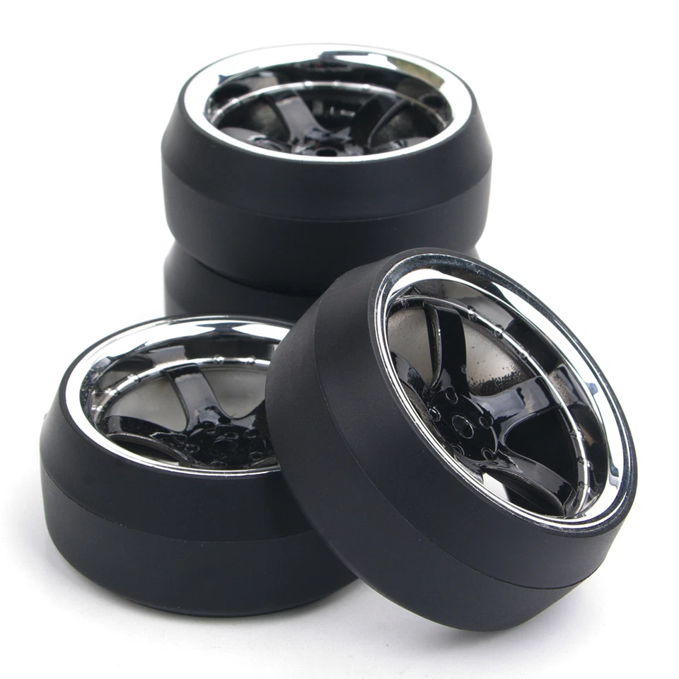 4Pcs RC Flat Drift Tires Wheel Rim 6mm Offset For HPI HSP 1:10 On-Road Model Car - Image 4 of 4