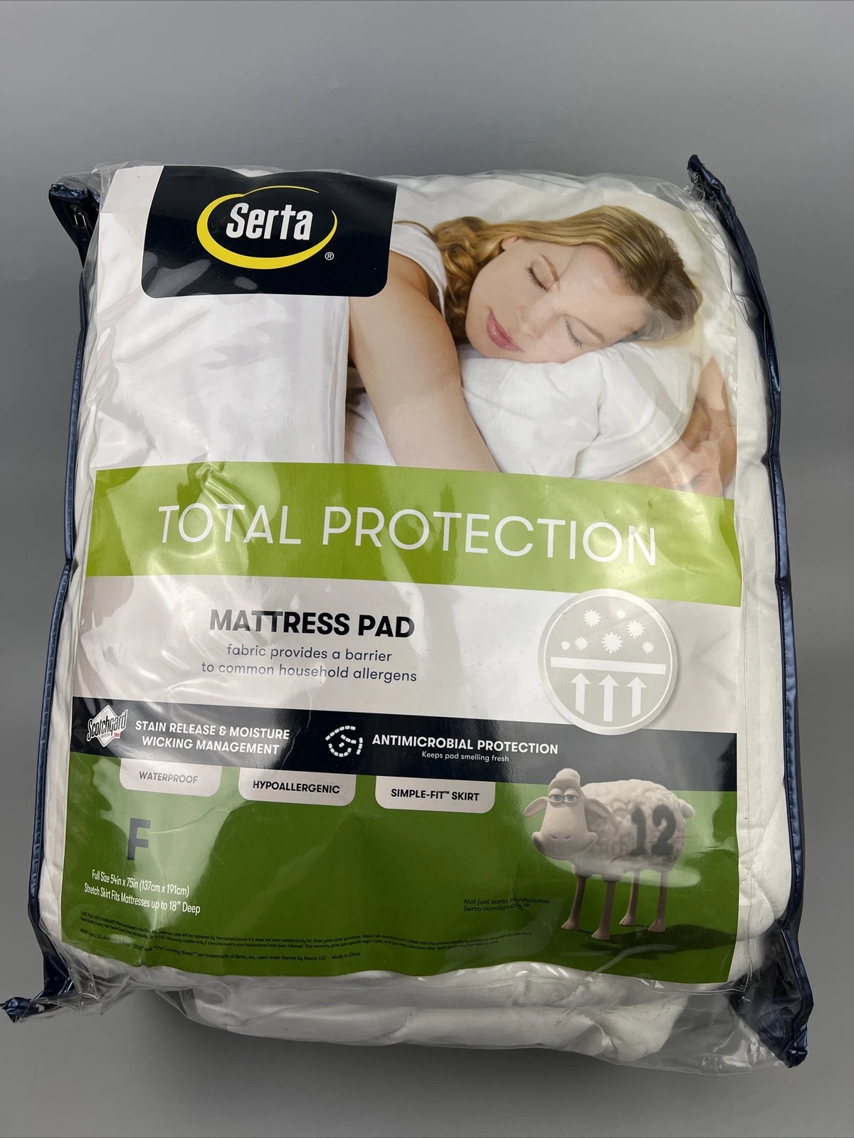 Serta Total Protection Mattress Pad Waterproof Hypoallergenic Full Size