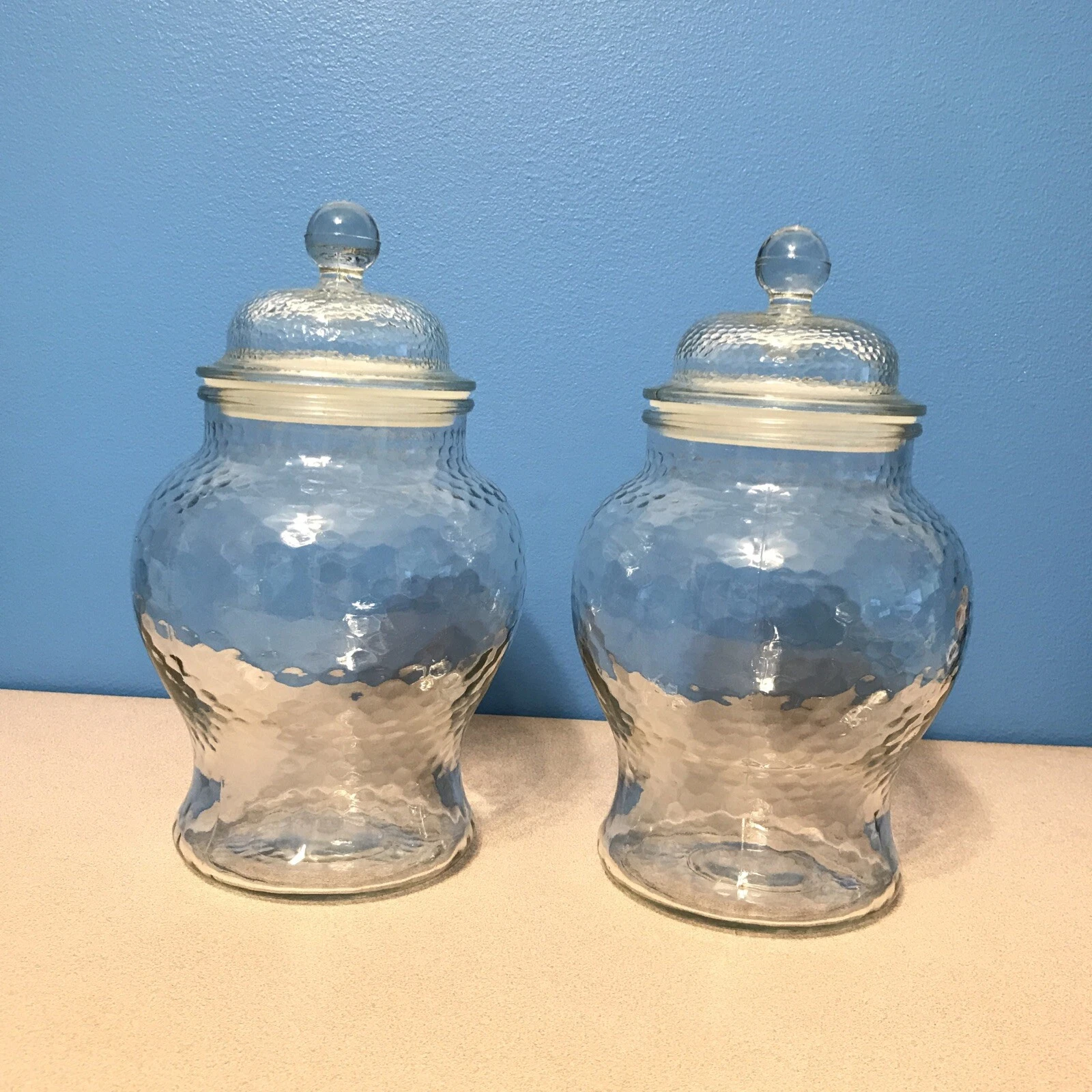 Large Clear Glass Jars with Lids 10" Set of 2